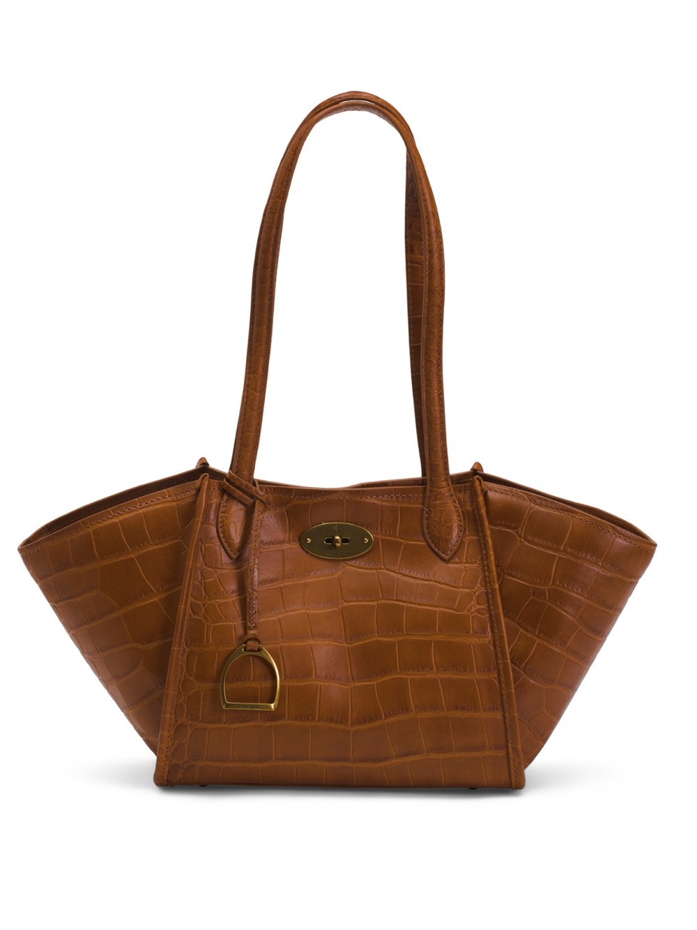 NWT Margot New York Croc Embossed Cognac Caramel Leather Viral Tote